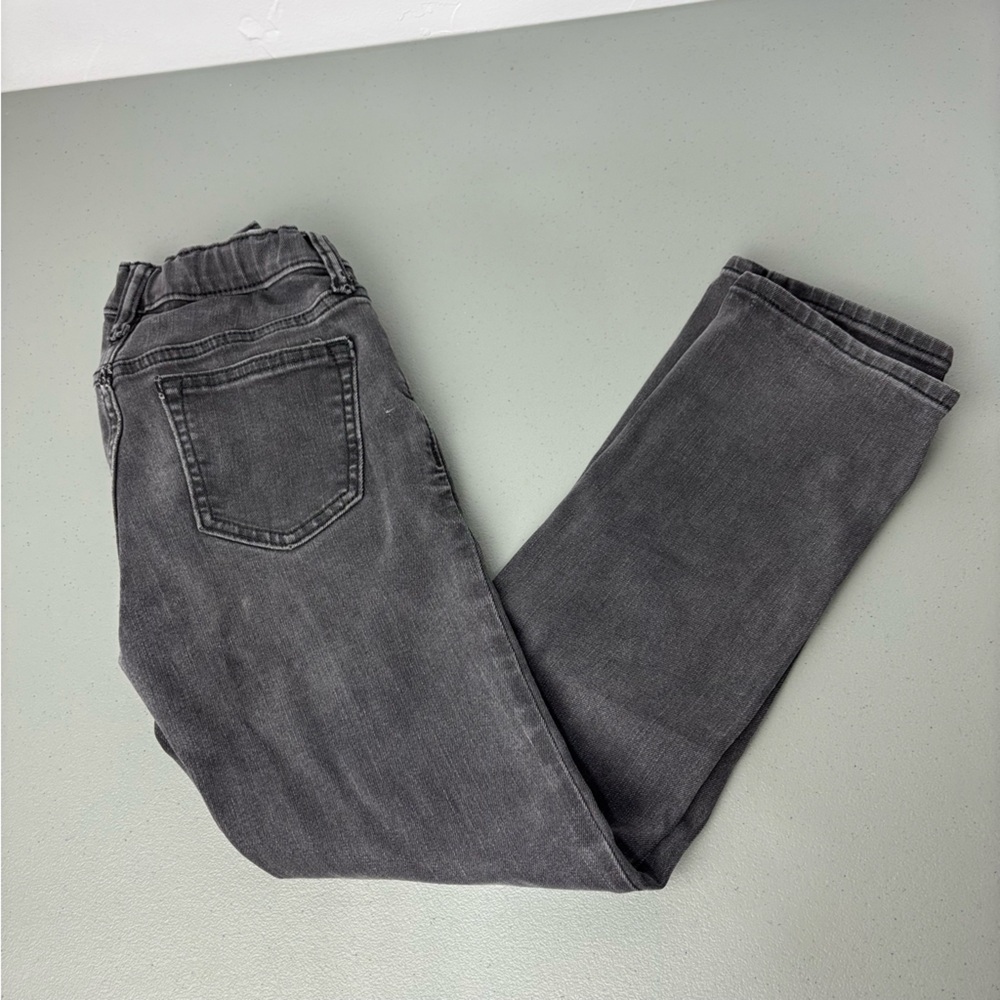 Old Navy Karate Slim Black Gray Boys Jeans Size 10 Button Zip Adjustable Waist